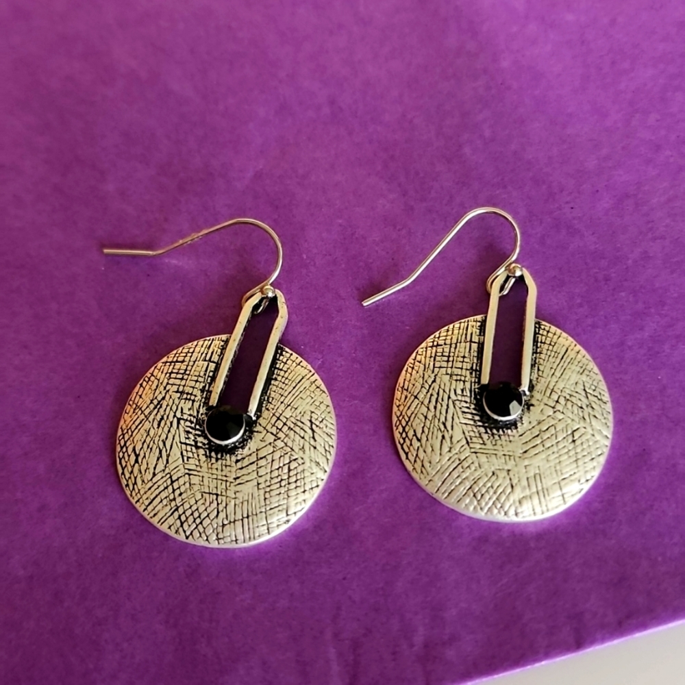 Boho Gypsy Sisters Gold and Black Earrings